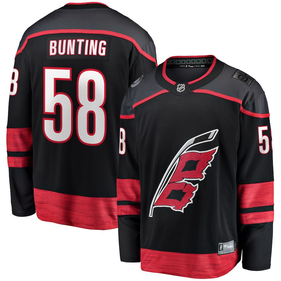 Men Carolina Hurricanes #58 Michael Bunting Fanatics Branded Black Home Breakaway NHL Jersey->carolina hurricanes->NHL Jersey